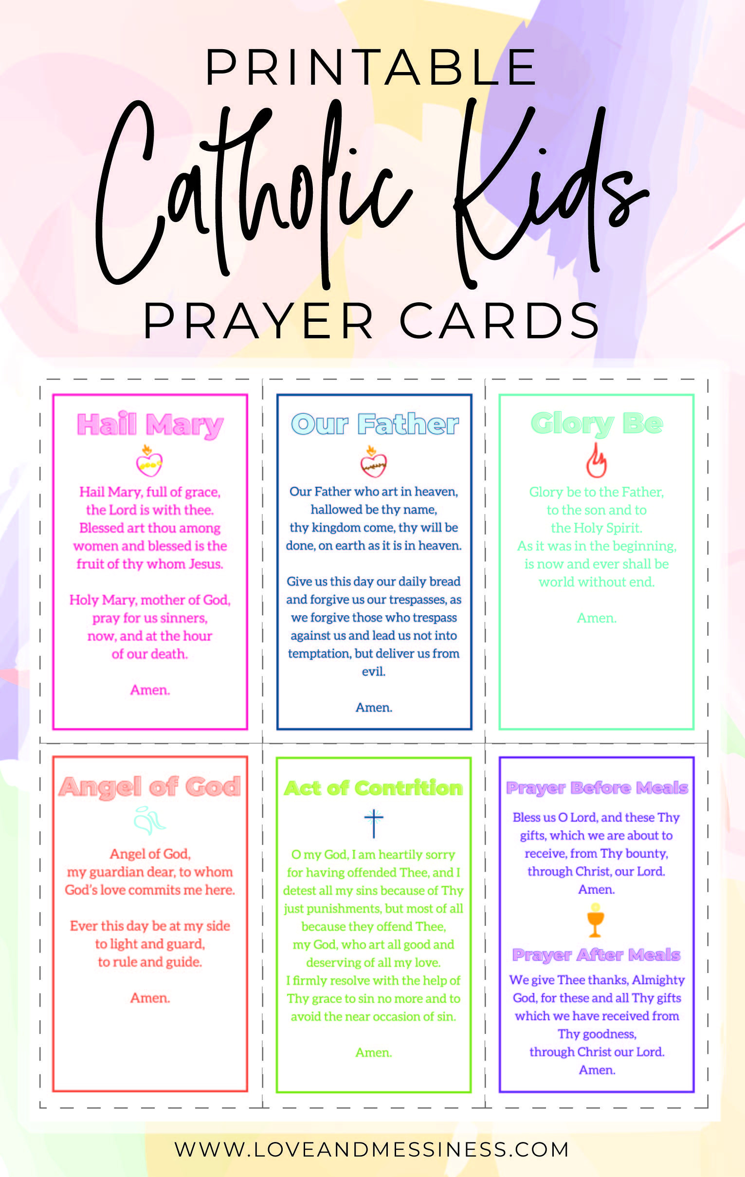 Printable Catholic Kids Prayer Cards | Prayers For Children for Free Printable Prayer Cards for Children