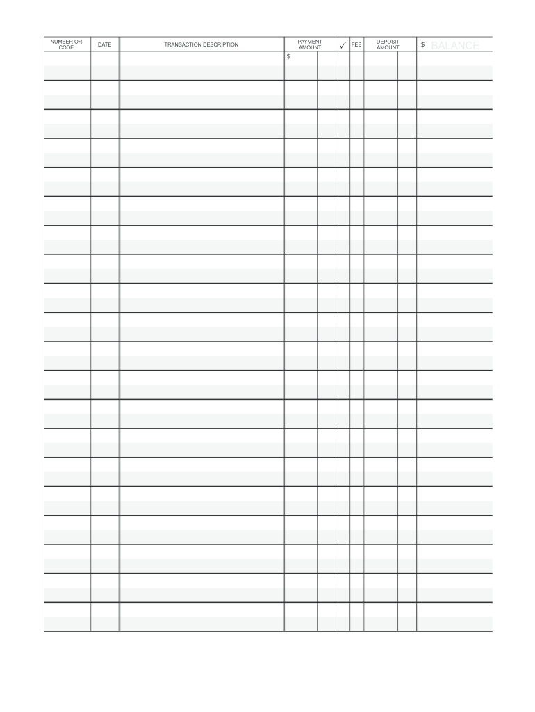 Printable Check Register - Fill Online, Printable, Fillable, Blank regarding Free Printable Check Register Templates