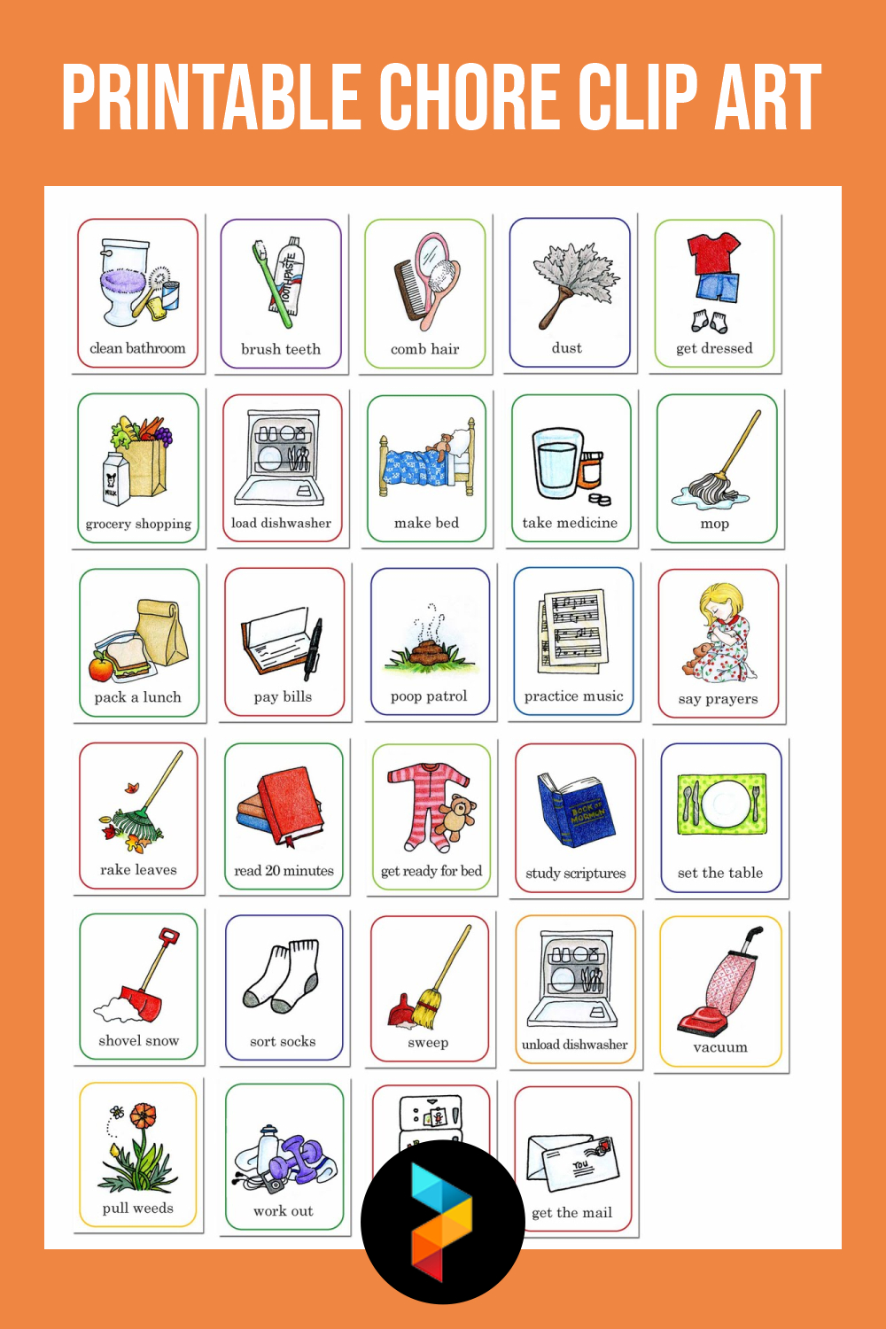 Printable Chore Clip Art | Chore Chart Kids, Kids Chore Chart intended for Free Printable Preschool Clip Art