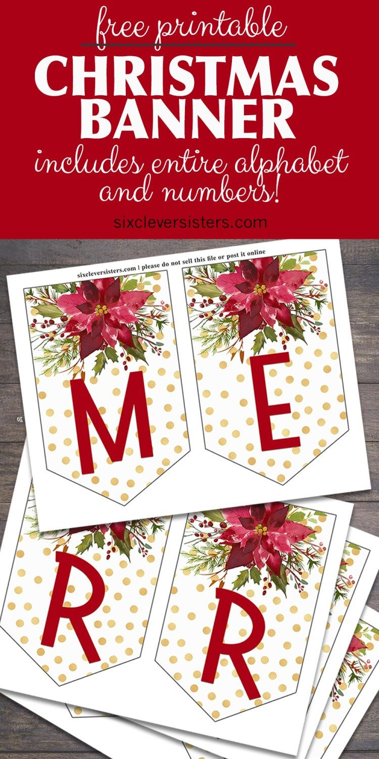 Printable Christmas Banner - Six Clever Sisters | Christmas Banner pertaining to Free Printable Christmas Banner