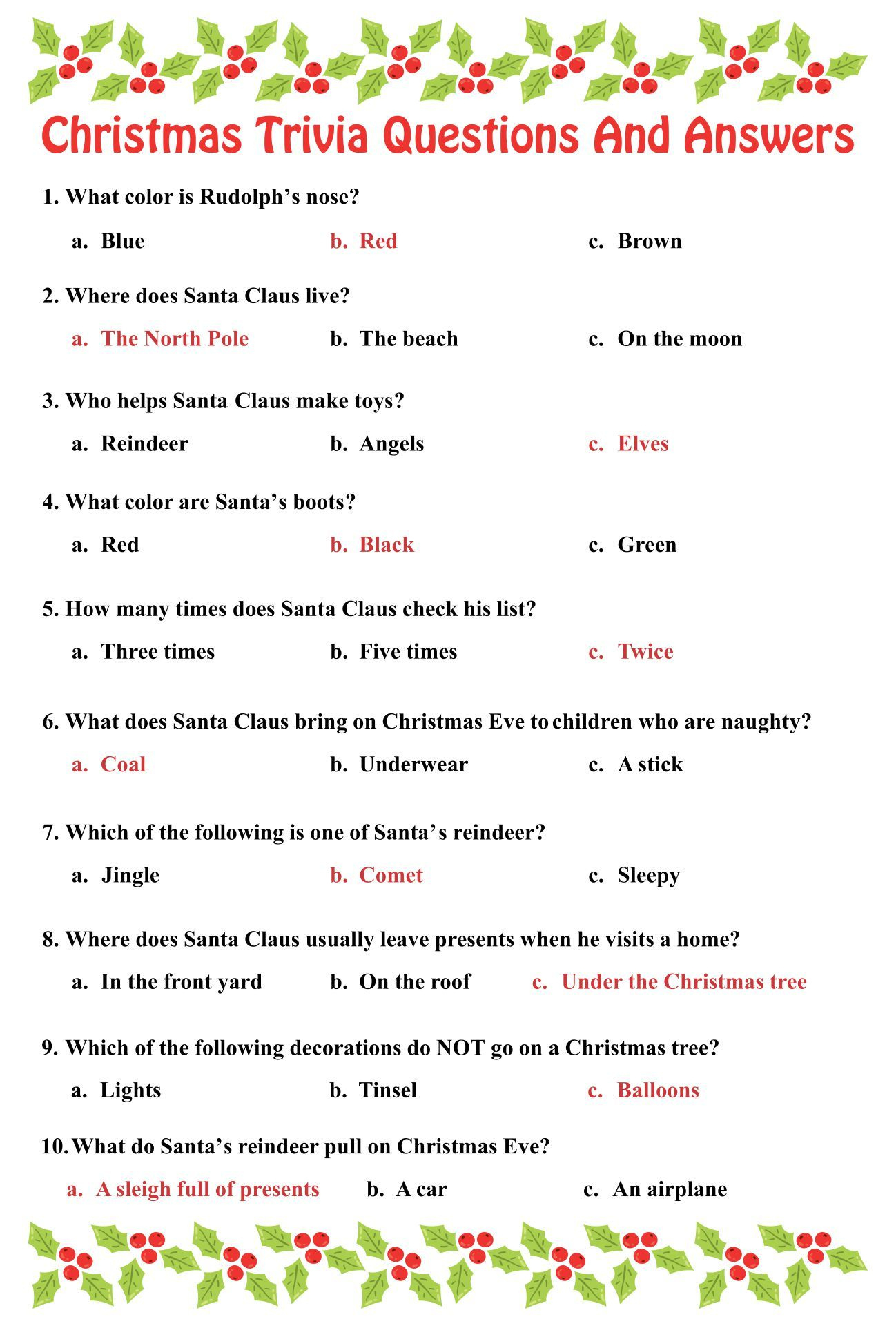 Printable Christmas Trivia Questions | Printablee | Christmas for Free Christmas Picture Quiz Questions And Answers Printable