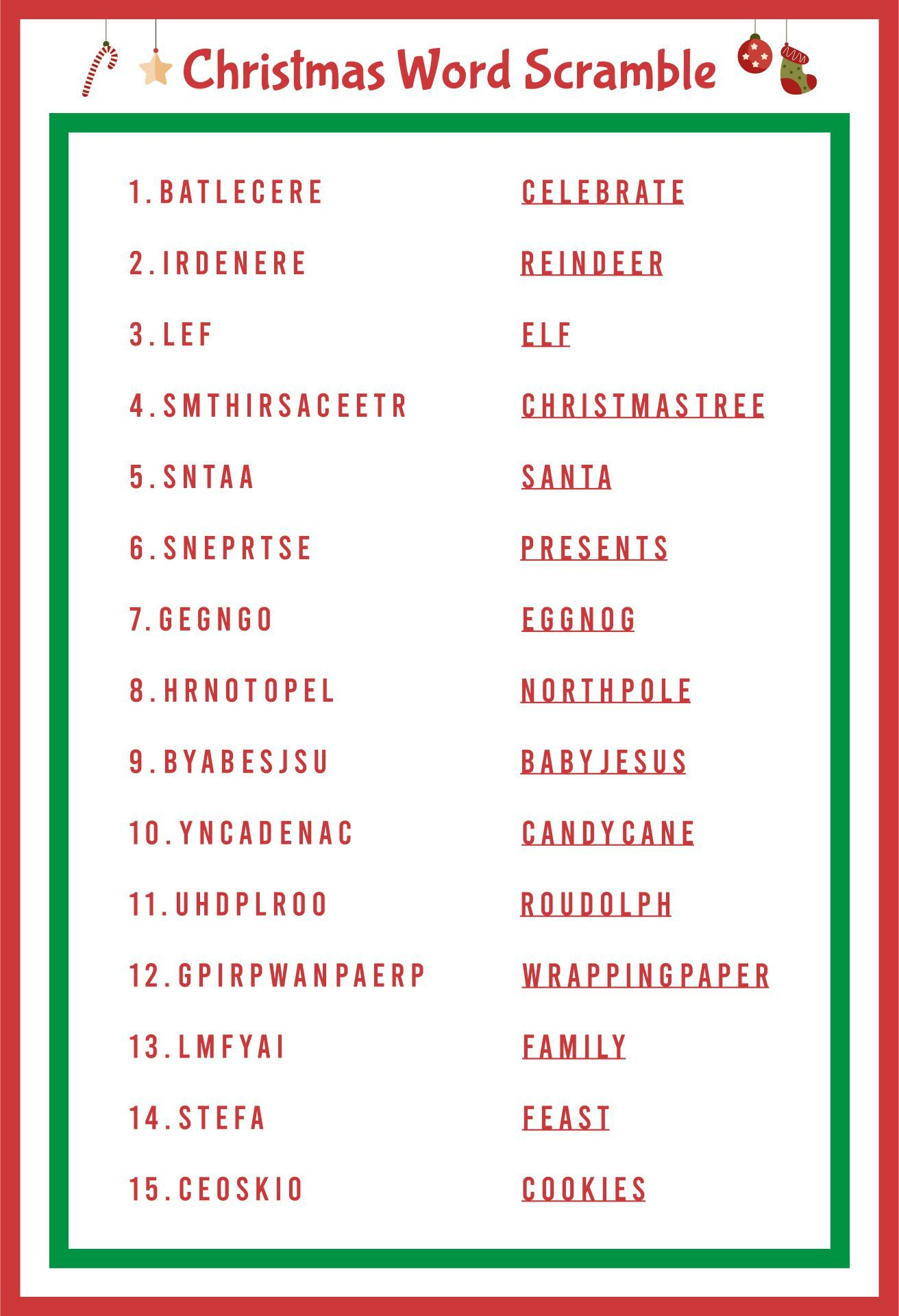 Printable Christmas Word Scramble With Answers | Christmas Word inside Free Printable Christmas Word Scramble With Answers