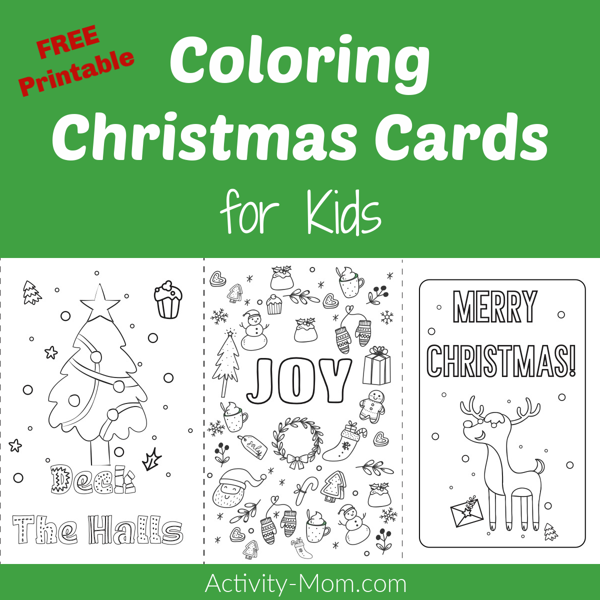 Printable Coloring Christmas Cards For Kids - The Activity Mom for Christmas Cards For Grandparents Free Printable