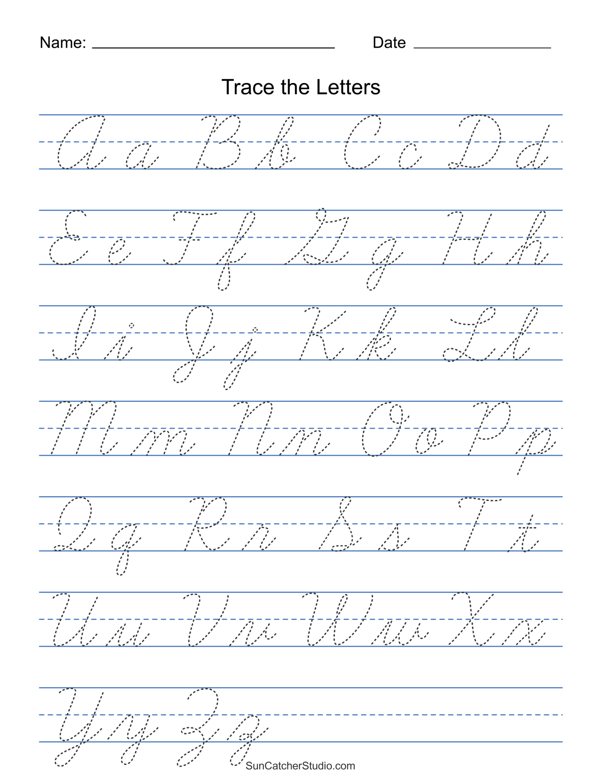 Printable Cursive Handwriting Worksheets (Practice Letters) – Diy regarding Free Printable Cursive Alphabet