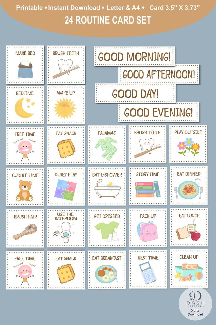 Printable Daily Routine Cards For Kids Visual Routine Cards in Free Printable Daily Routine Picture Cards