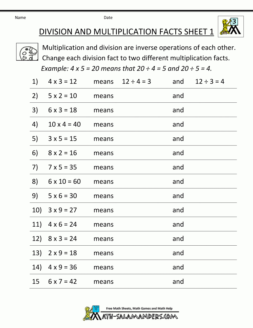 Printable Division Worksheets 3Rd &amp;amp; 4Th Grade for Free Printable Division Worksheets