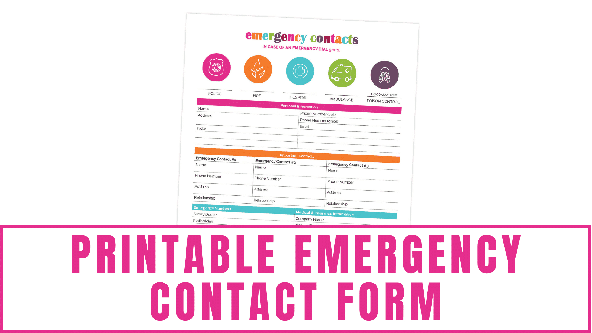 Printable Emergency Contact Form - Freebie Finding Mom inside Free Printable Emergency Phone List