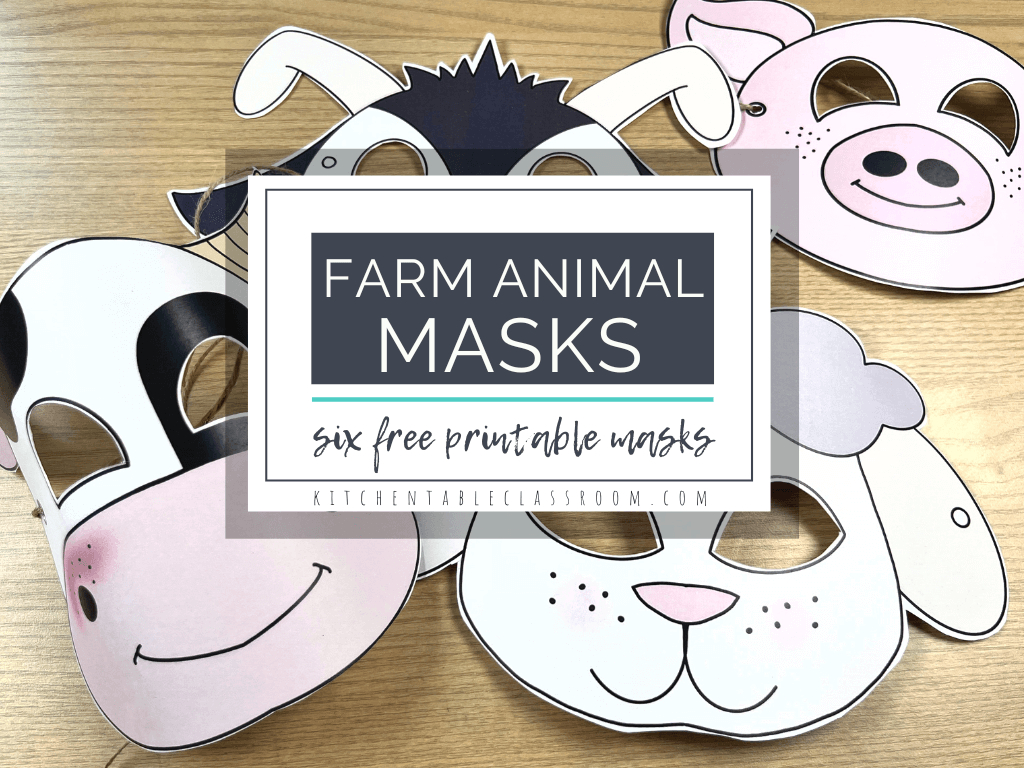 Printable Farm Animal Masks - The Kitchen Table Classroom intended for Animal Face Masks Printable Free