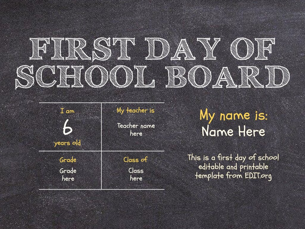 Printable First Day Of School Templates within First Day Of School Template Free Printable
