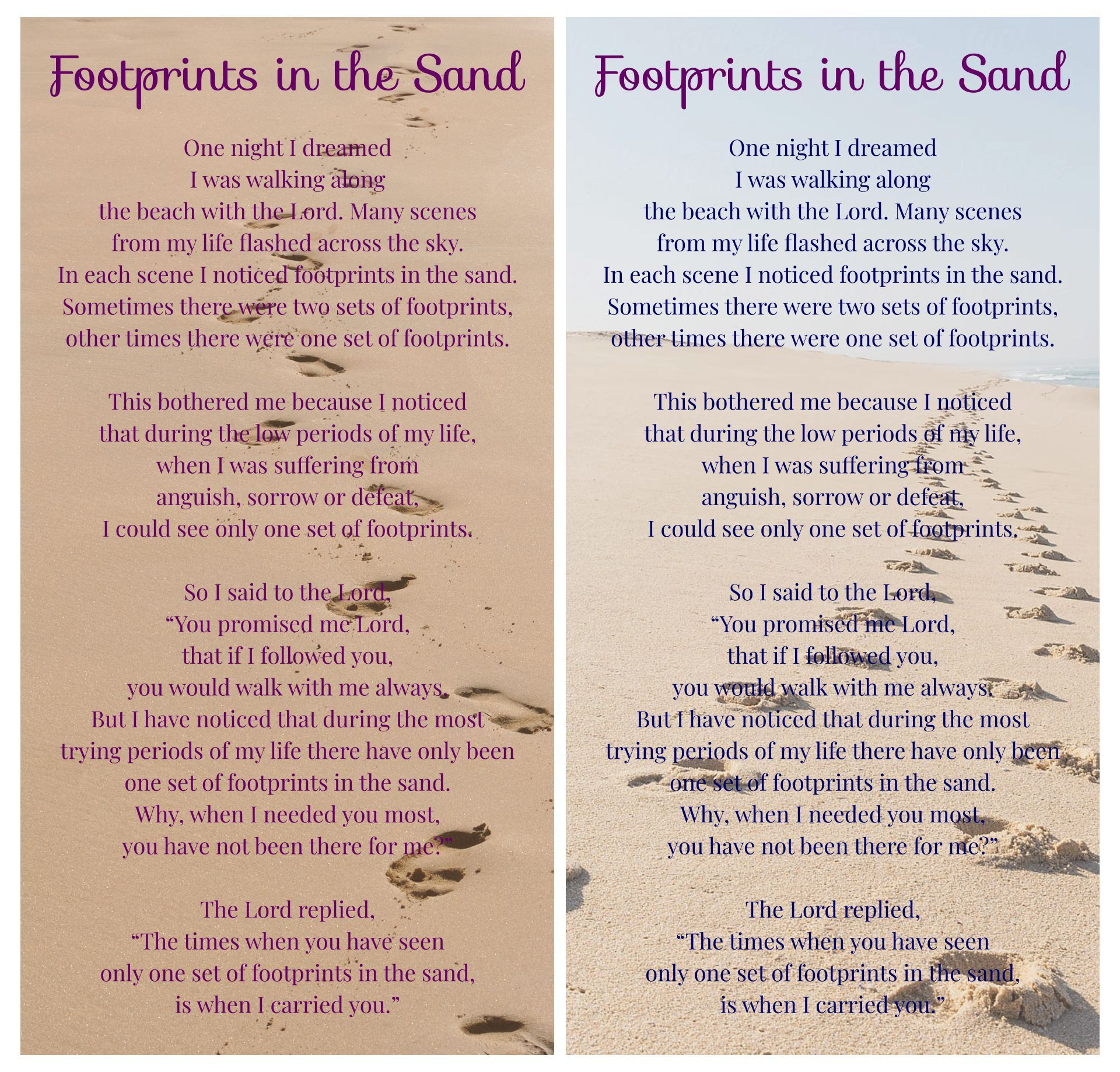 Printable Footprints In The Sand | Printablee | Footprints In The regarding Footprints In The Sand Printable Free