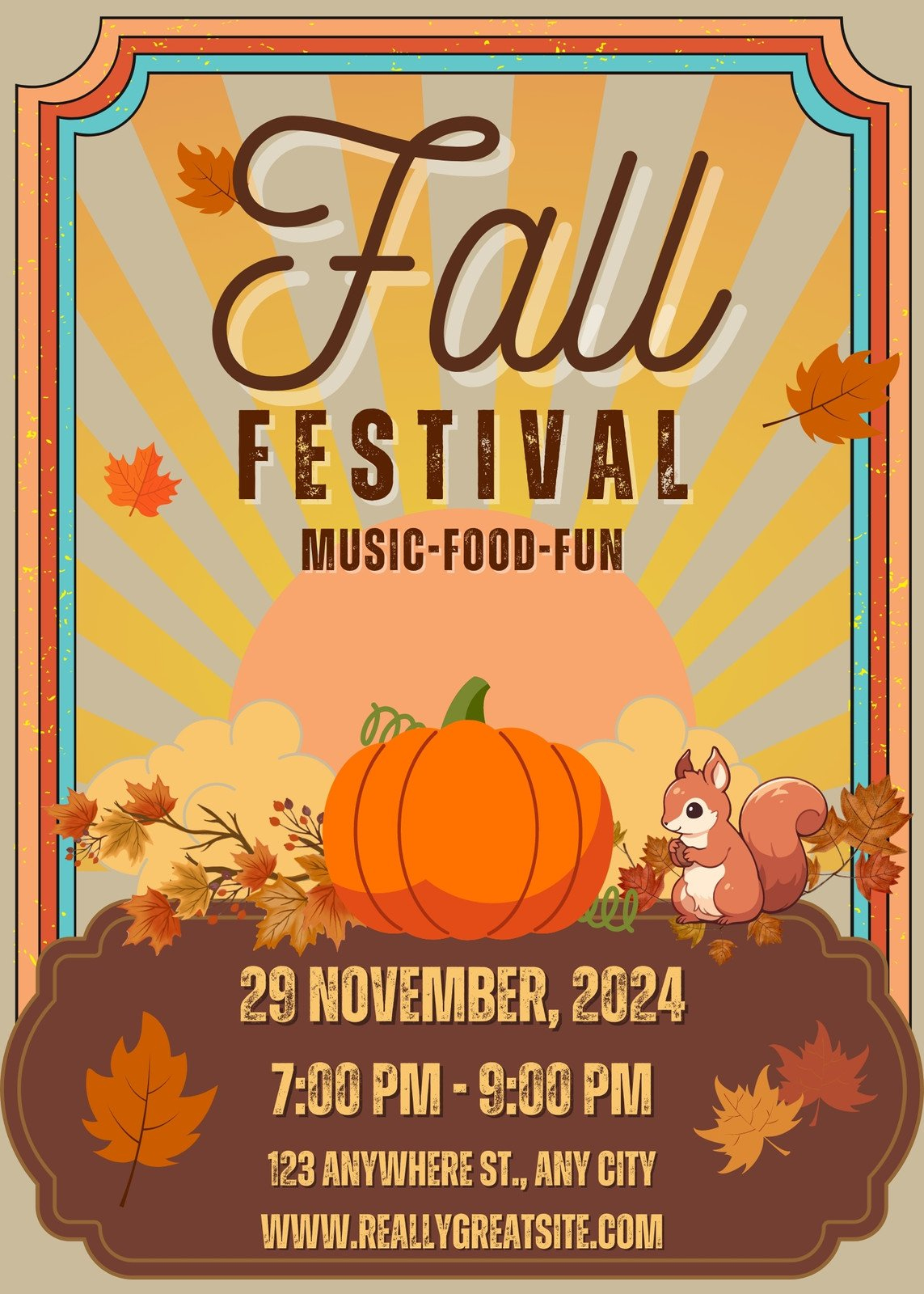 Printable Free To Edit Fall Flyer Templates | Canva inside Free Printable Fall Festival Flyer Templates