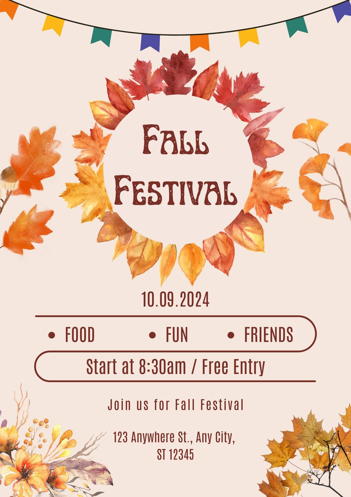 Printable Free To Edit Fall Flyer Templates | Canva intended for Free Printable Fall Festival Flyer Templates