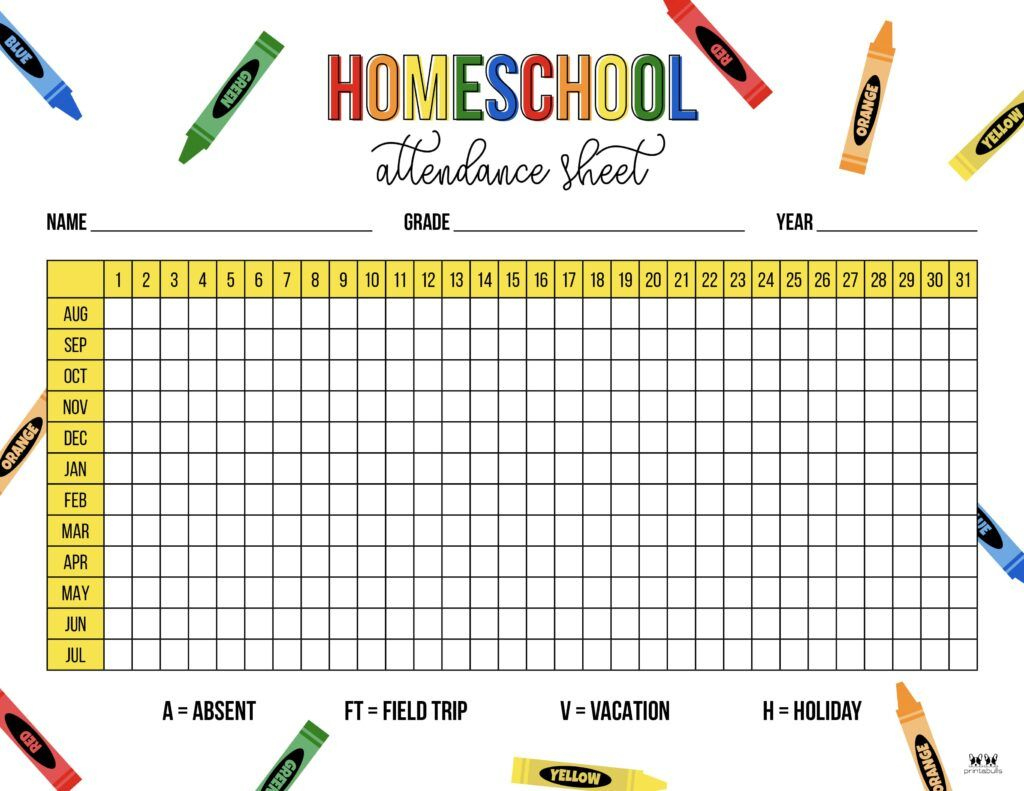 Printable Homeschool Attendance Sheet-1 | Attendance Sheet within Free Printable Attendance Sheets For Homeschool