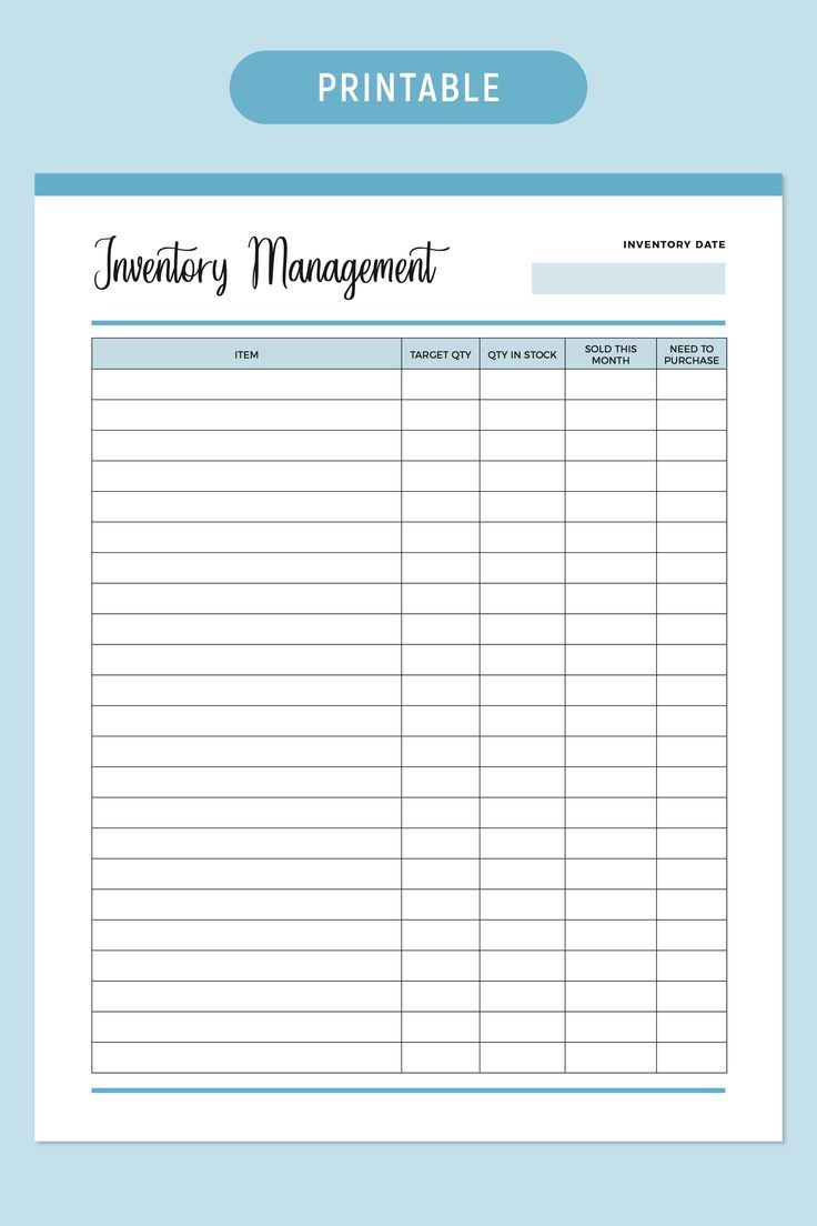 Printable Inventory Tracker, Inventory Management Form, Inventory for Free Printable Inventory Sheets Business