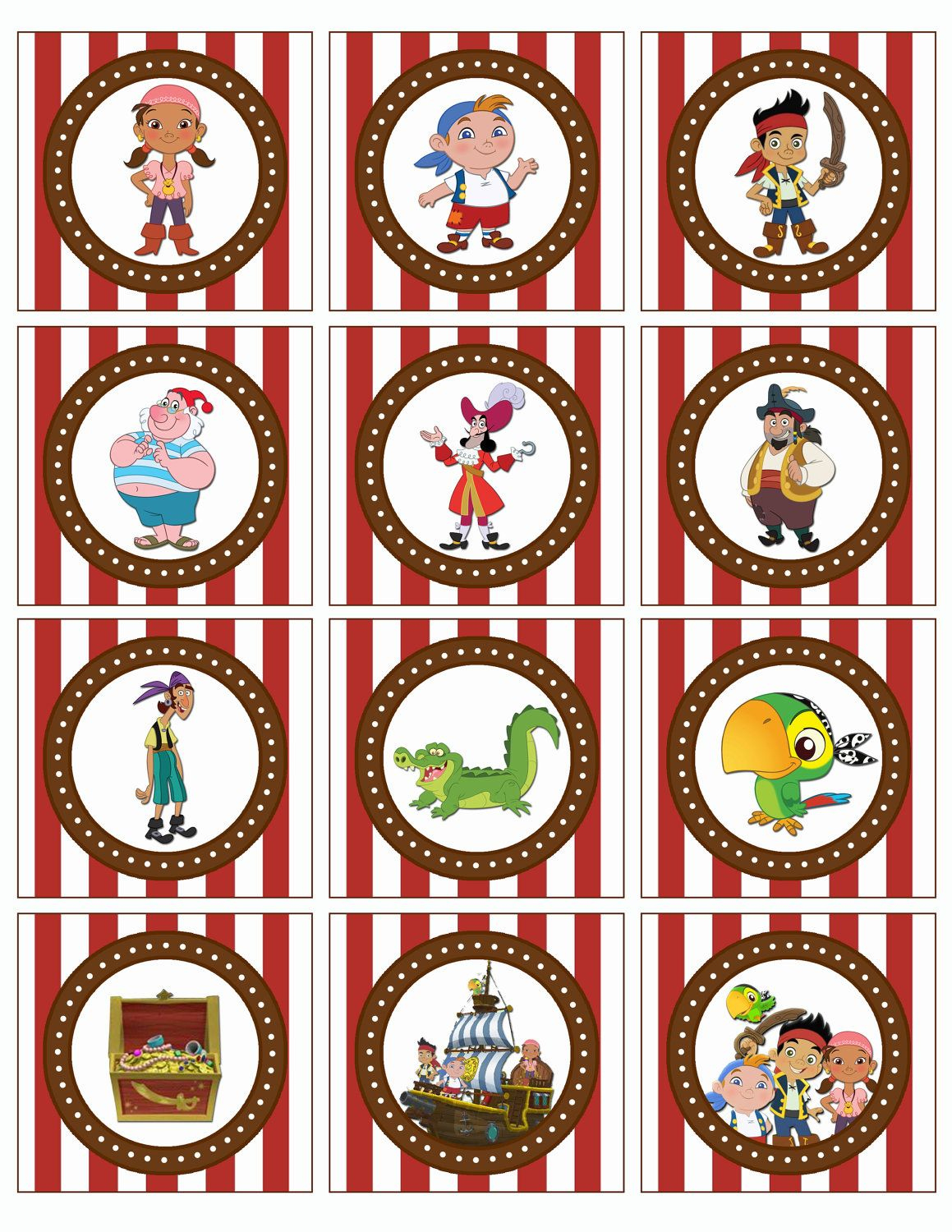 Printable Jake And The Neverland Pirates Stickers. | Jack Y Los with regard to Free Printable Jake and the Neverland Pirates Cupcake Toppers