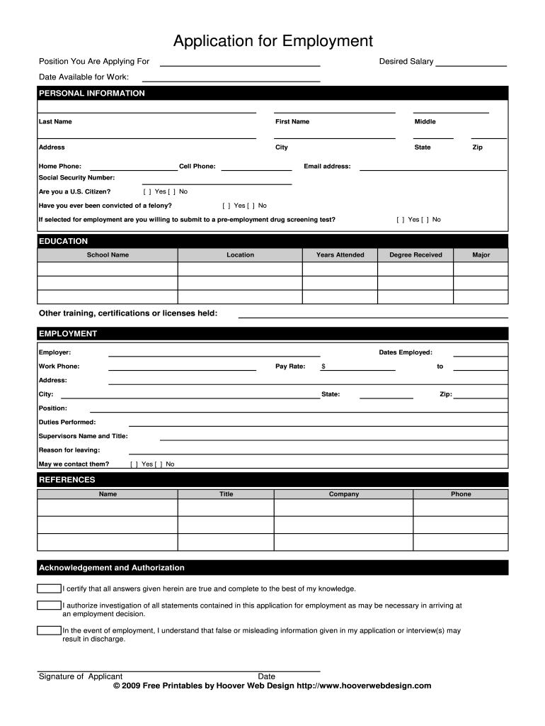 Printable Job Application - Fill Online, Printable, Fillable intended for Free Printable Job Application Form