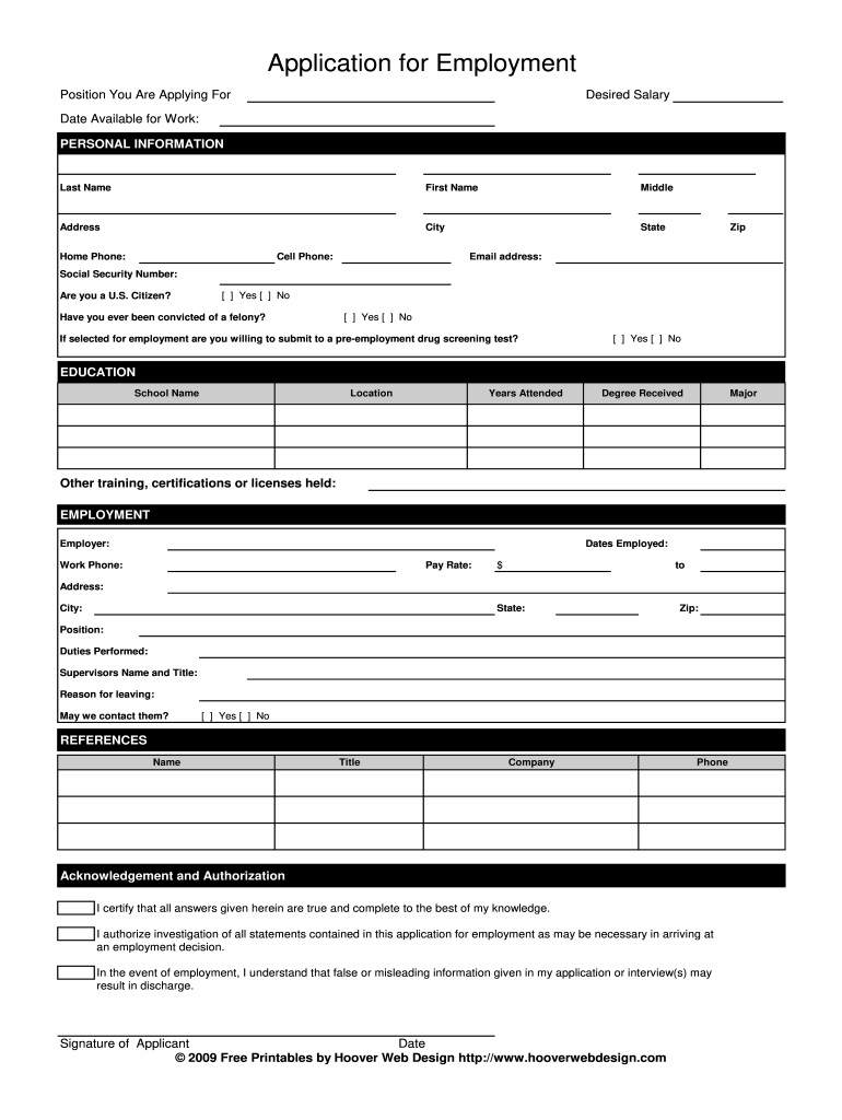 Printable Job Application - Fill Online, Printable, Fillable with regard to Free Printable Application For Employment Template