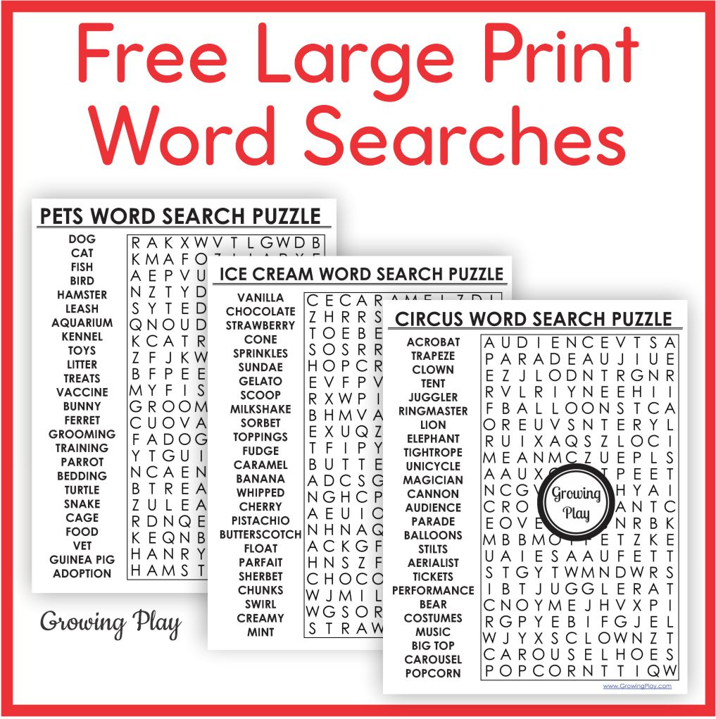 Printable Large Print Word Search Puzzles Free - Growing Play for Free Printable Large Print Word Search