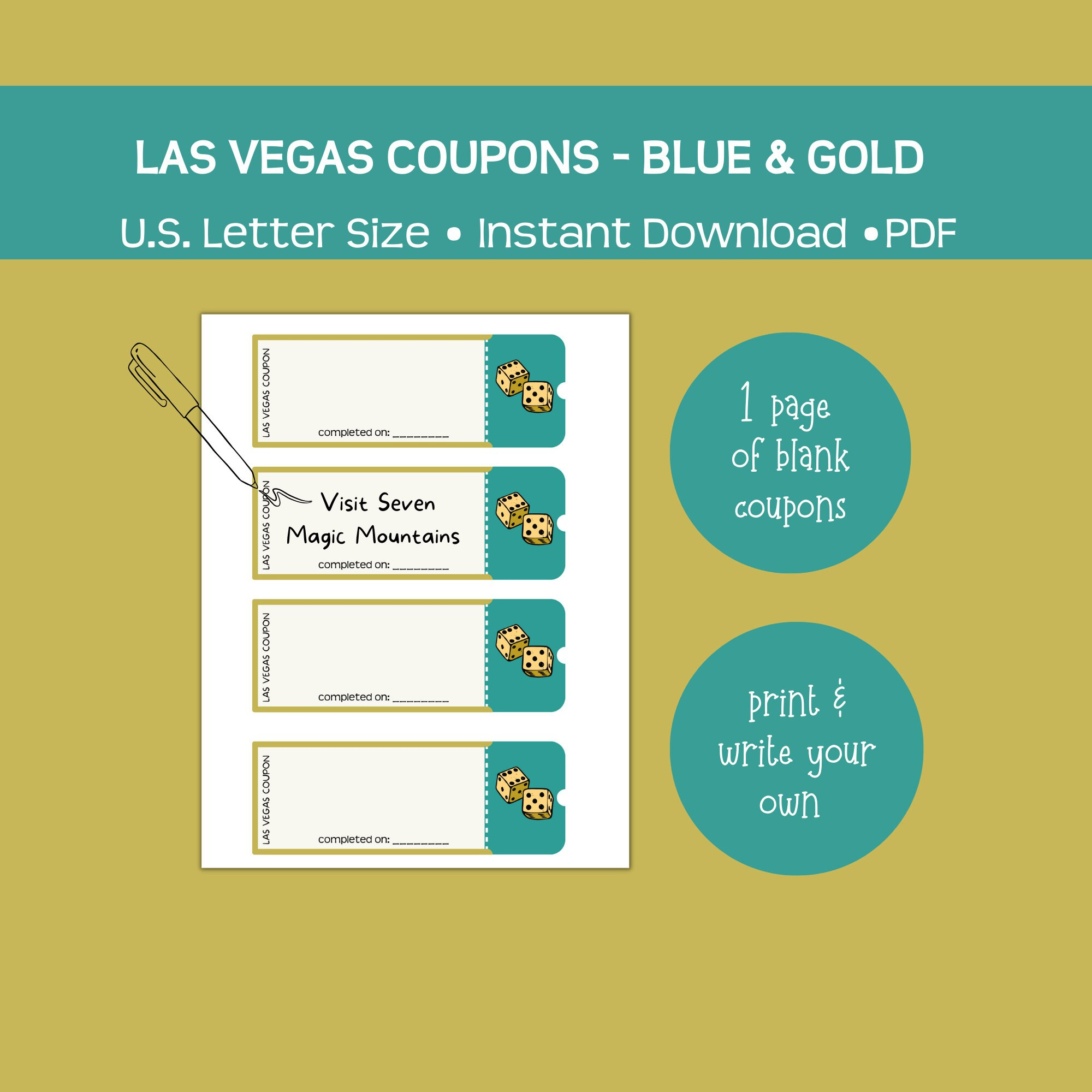 Printable Las Vegas Coupons, Blue And Gold, Fun And Affordable for Free Printable Las Vegas Coupons 2025