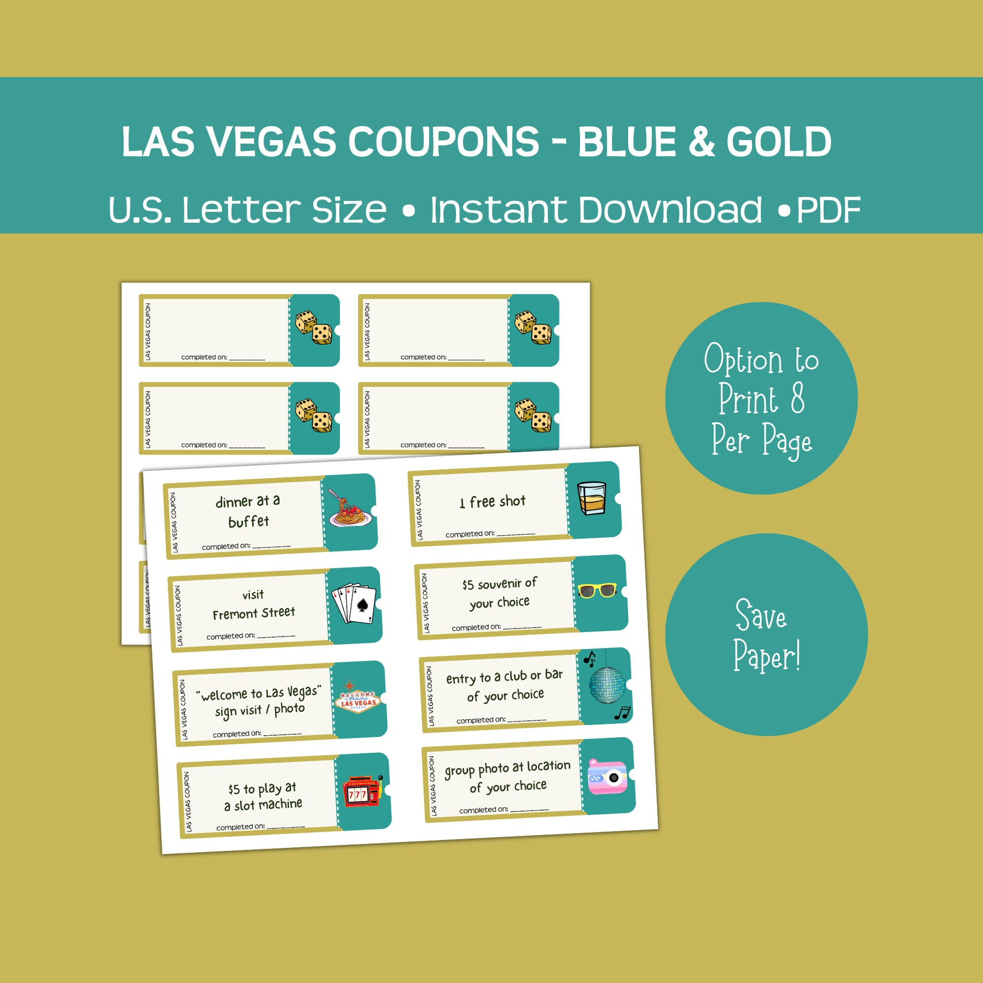 Printable Las Vegas Coupons, Blue And Gold, Fun And Affordable in Free Printable Las Vegas Coupons 2025