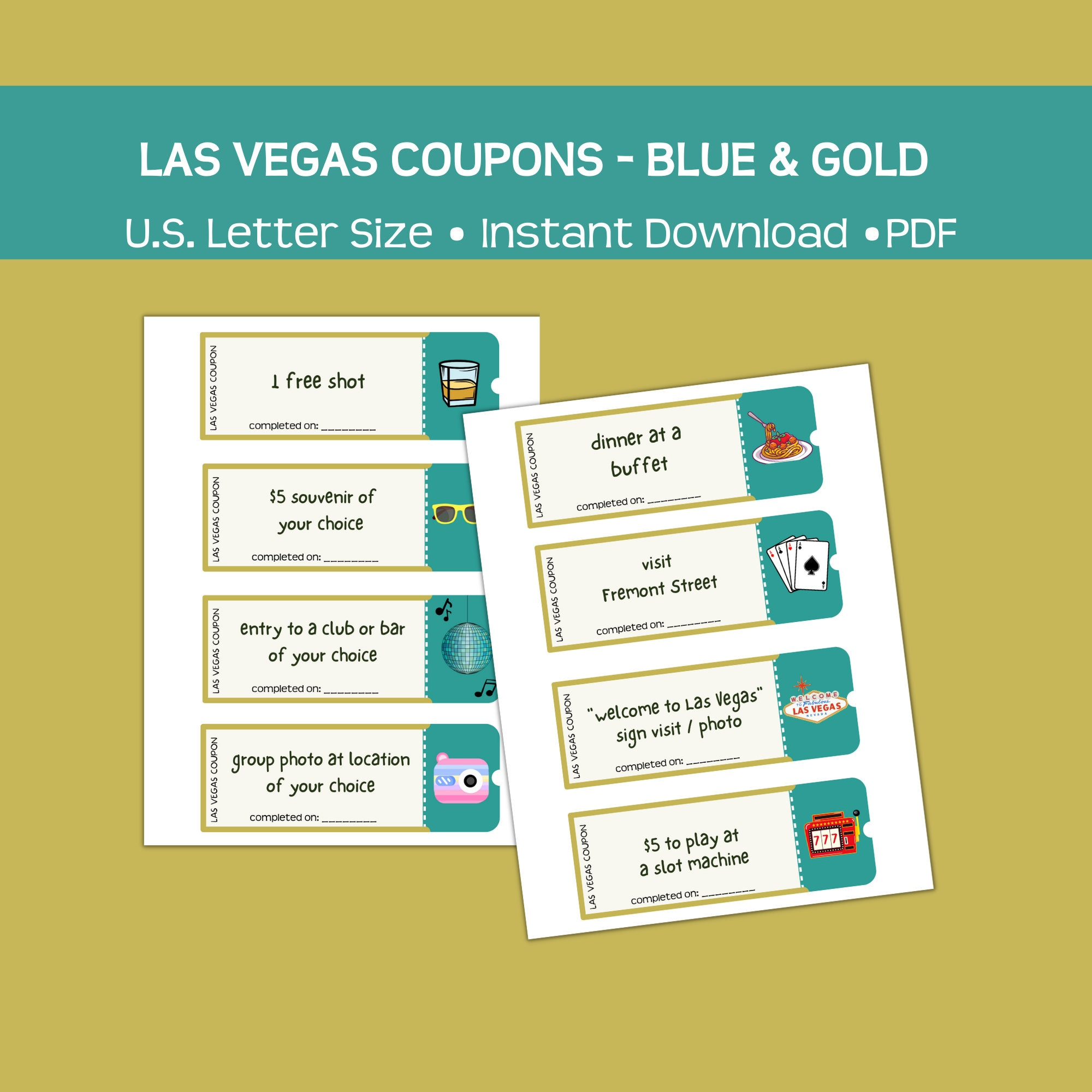 Printable Las Vegas Coupons, Blue And Gold, Fun And Affordable within Free Printable Las Vegas Coupons 2025