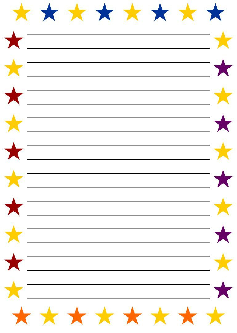 Printable Lined Paper With Borders | Printable Lined Paper for Free Printable Star Border Paper