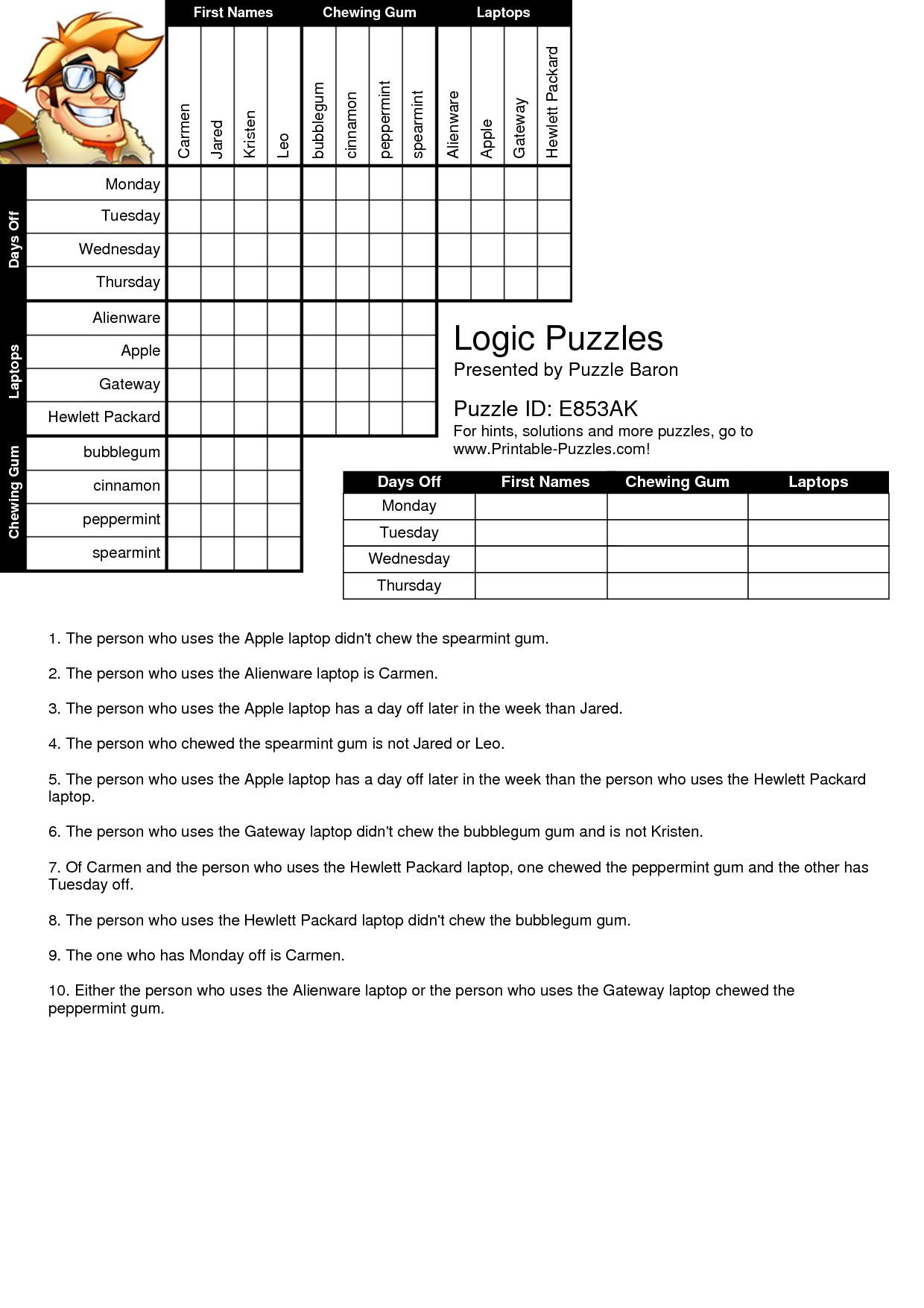 Printable Logic Puzzles For Elementary Students | Logic Puzzles inside Free Printable Logic Puzzles