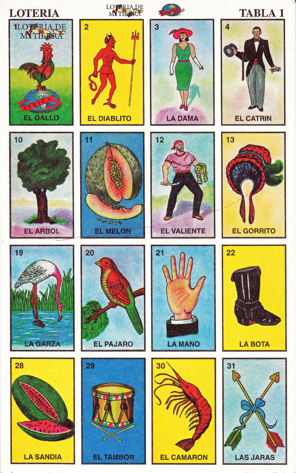 Printable Loteria Cards, The Complete Set Of 10 Tablas, Printable with Free Printable Loteria Game
