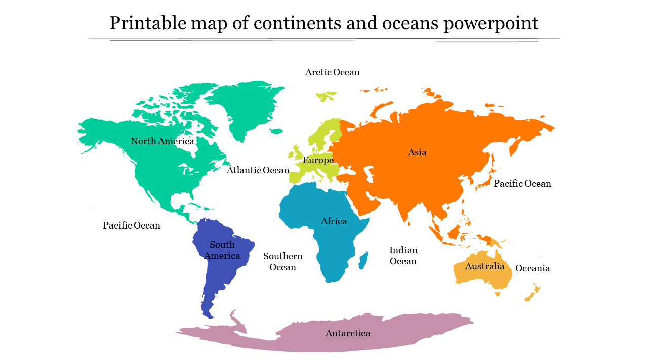 Printable Map Of Continents And Oceans Ppt And Google Slides regarding Free Printable Map of Continents and Oceans