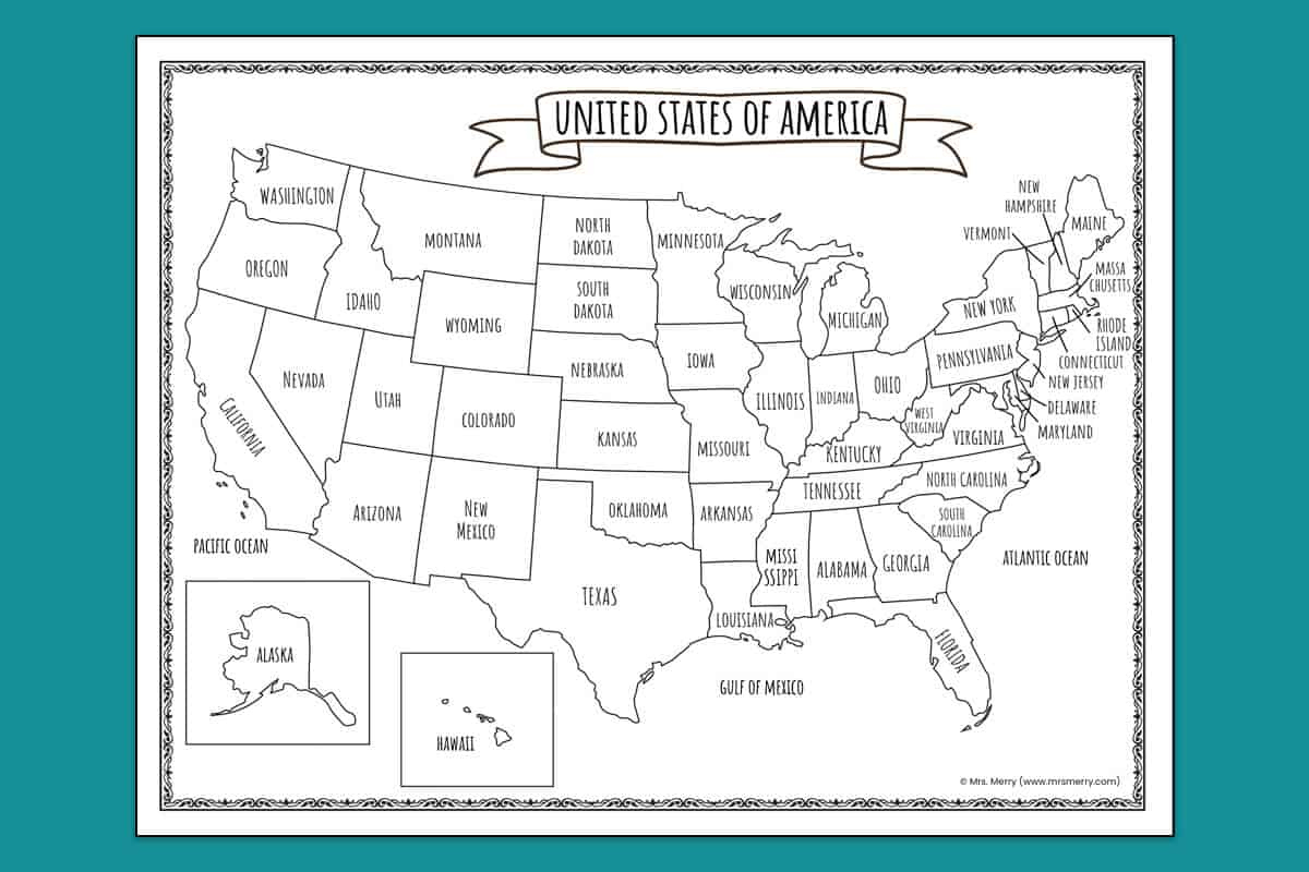 Printable Map Of The United States | Mrs. Merry in Free Printable Map Of The United States