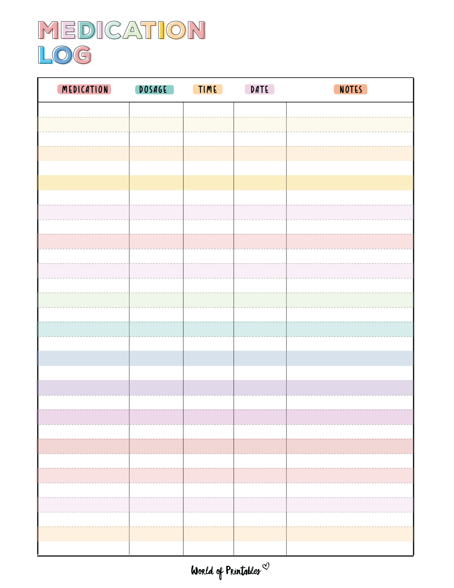 Printable Medication Log - 8 Of The Best Templates | Medication within Medication Chart Printable Free