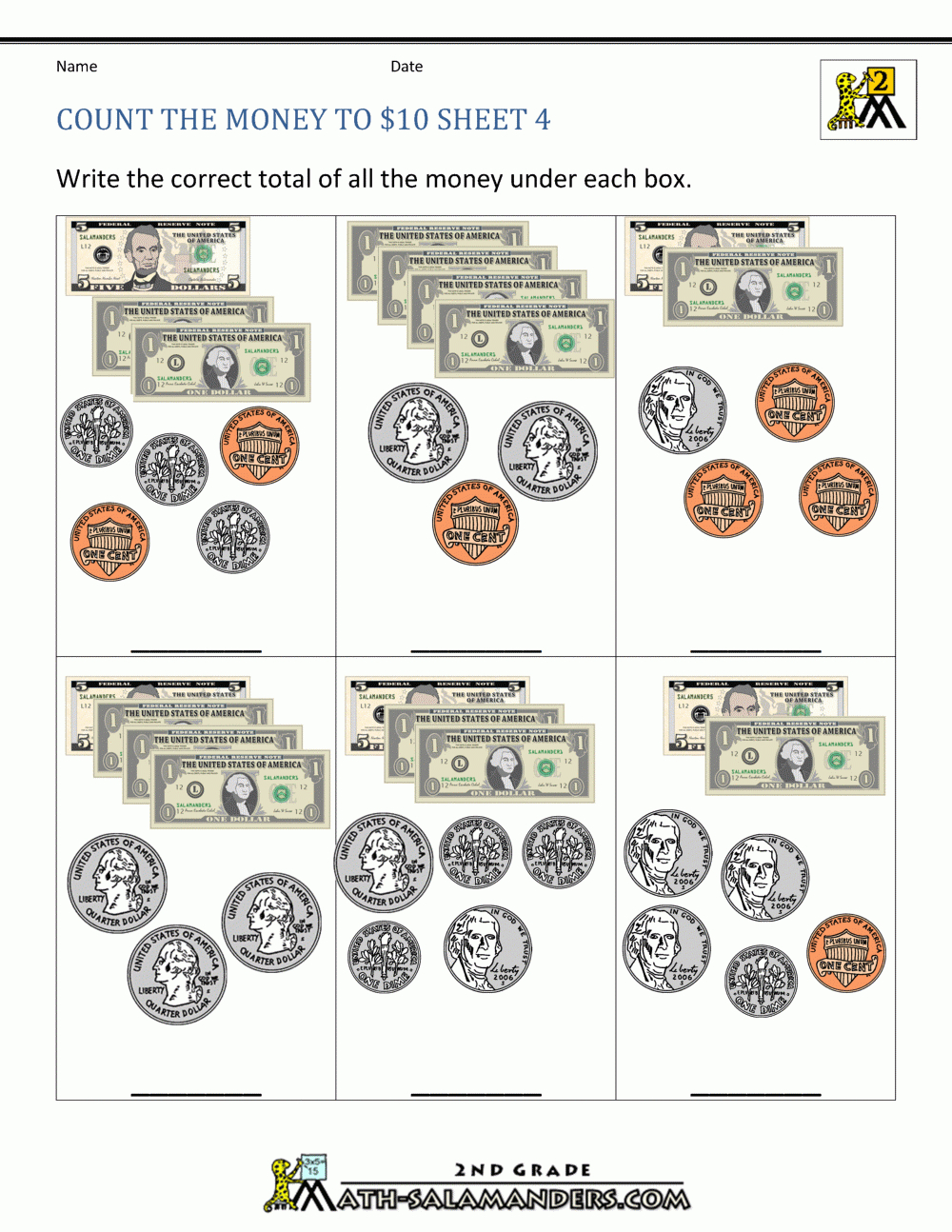 Printable Money Worksheets To $10 throughout Free Printable Money Activities