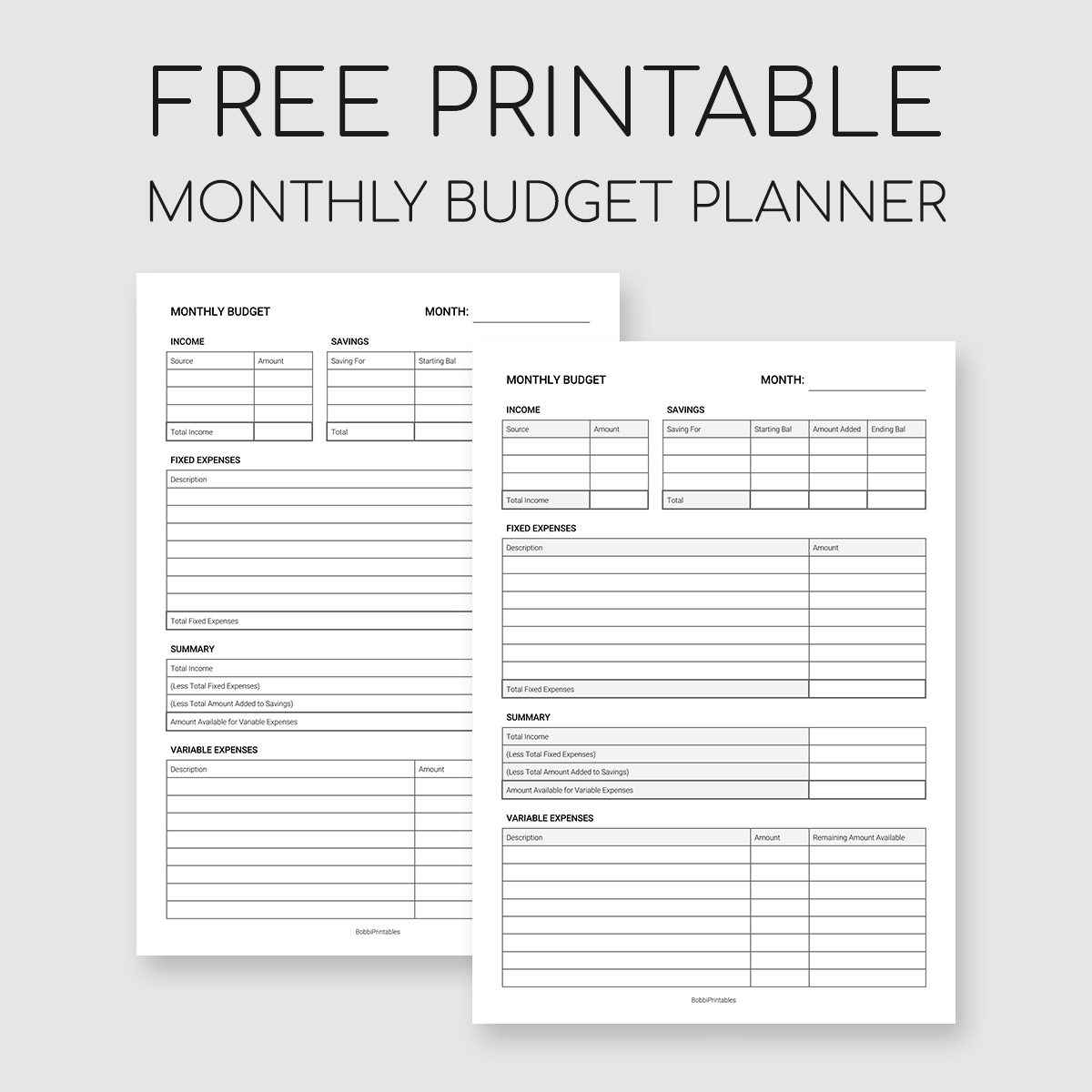 Printable Monthly Budget Planner within Budget Binder Printables 2018 Free