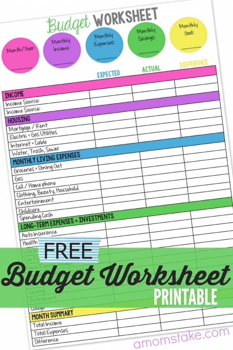 Printable Monthly Family Budget Worksheet - A Mom'S Take within Free Printable Family Budget