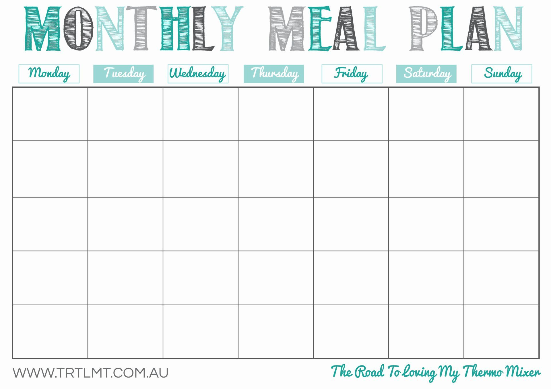 Printable Monthly Meal Planner for Free Printable Monthly Meal Planner