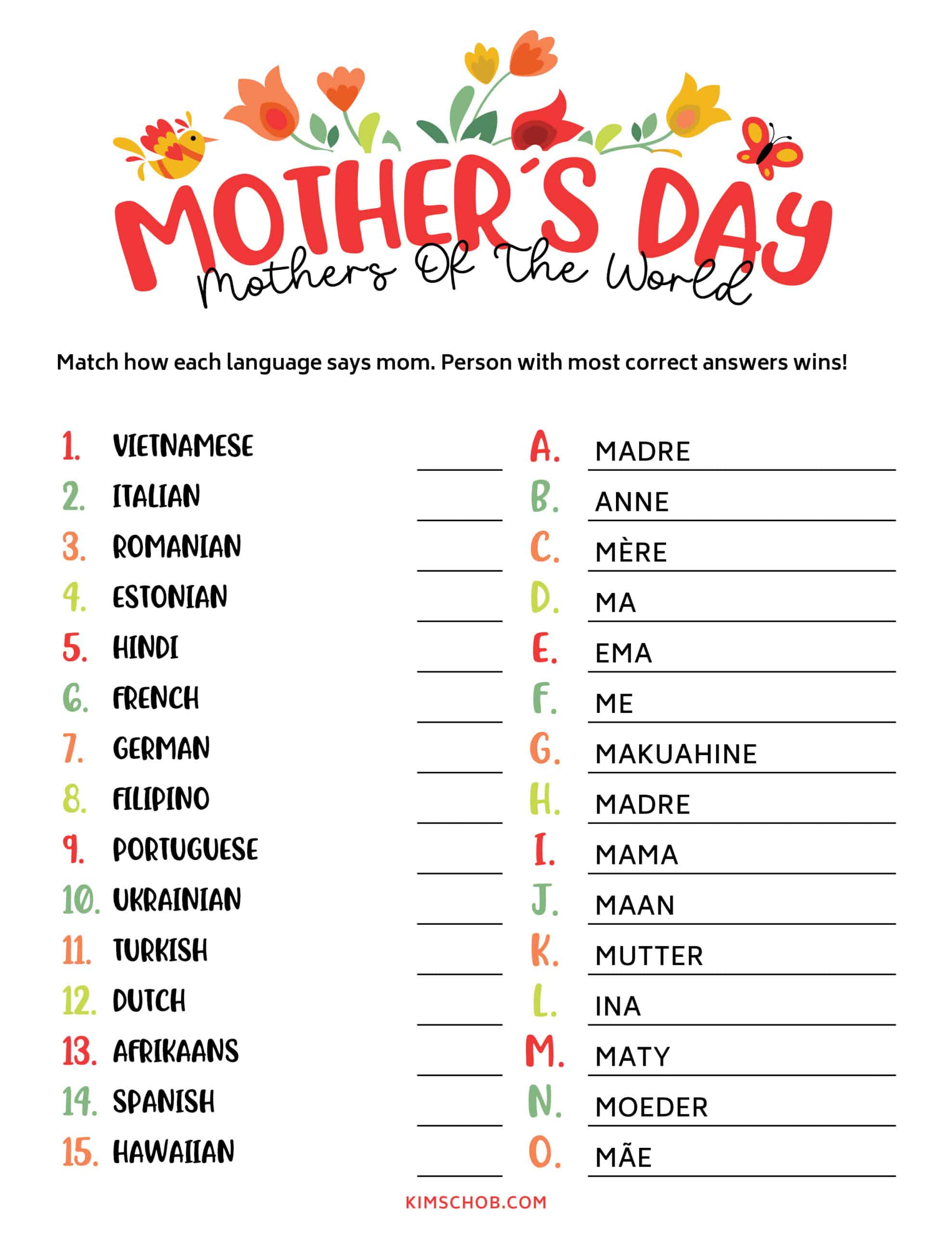 Printable Mother'S Day Games - Kim Schob with Free Printable Mother&amp;#039;s Day Games for Adults