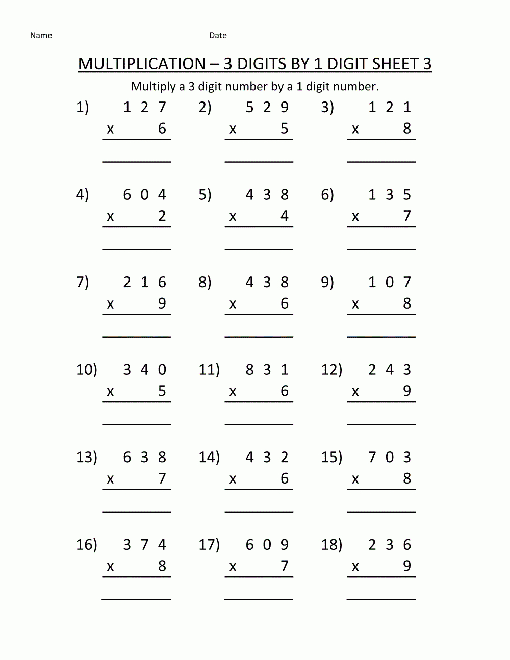 Printable Multiplication Worksheets 4Th Grade | Learning Printable for Free Printable Multiplication Worksheets For 4Th Grade