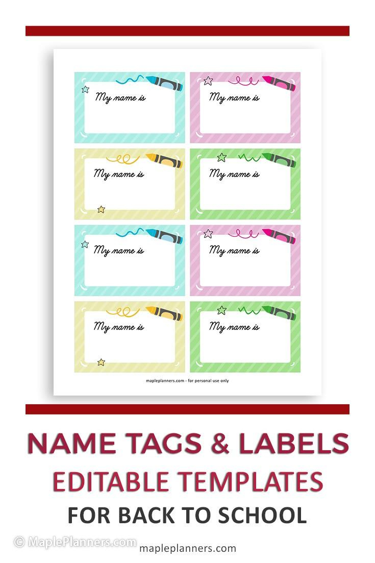 Printable Name Tags For Back To School with regard to Free Printable Name Labels For Kids