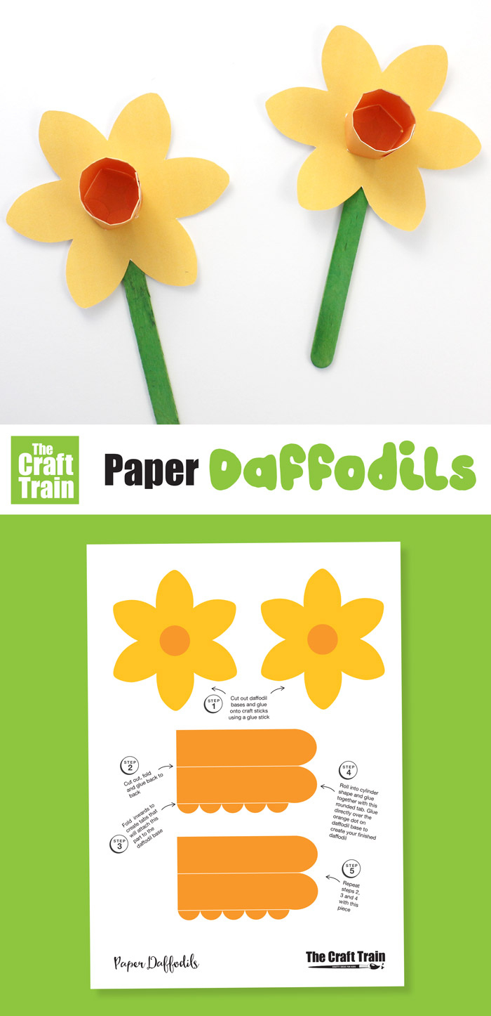 Printable Paper Daffodil Craft - The Craft Train for Free Printable Pictures Of Daffodils