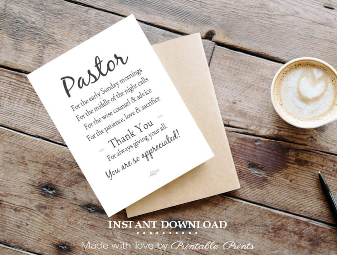 Printable Pastor Appreciation Card 5X7 Card Gift For Pastor Thank throughout Pastor Appreciation Cards Free Printable