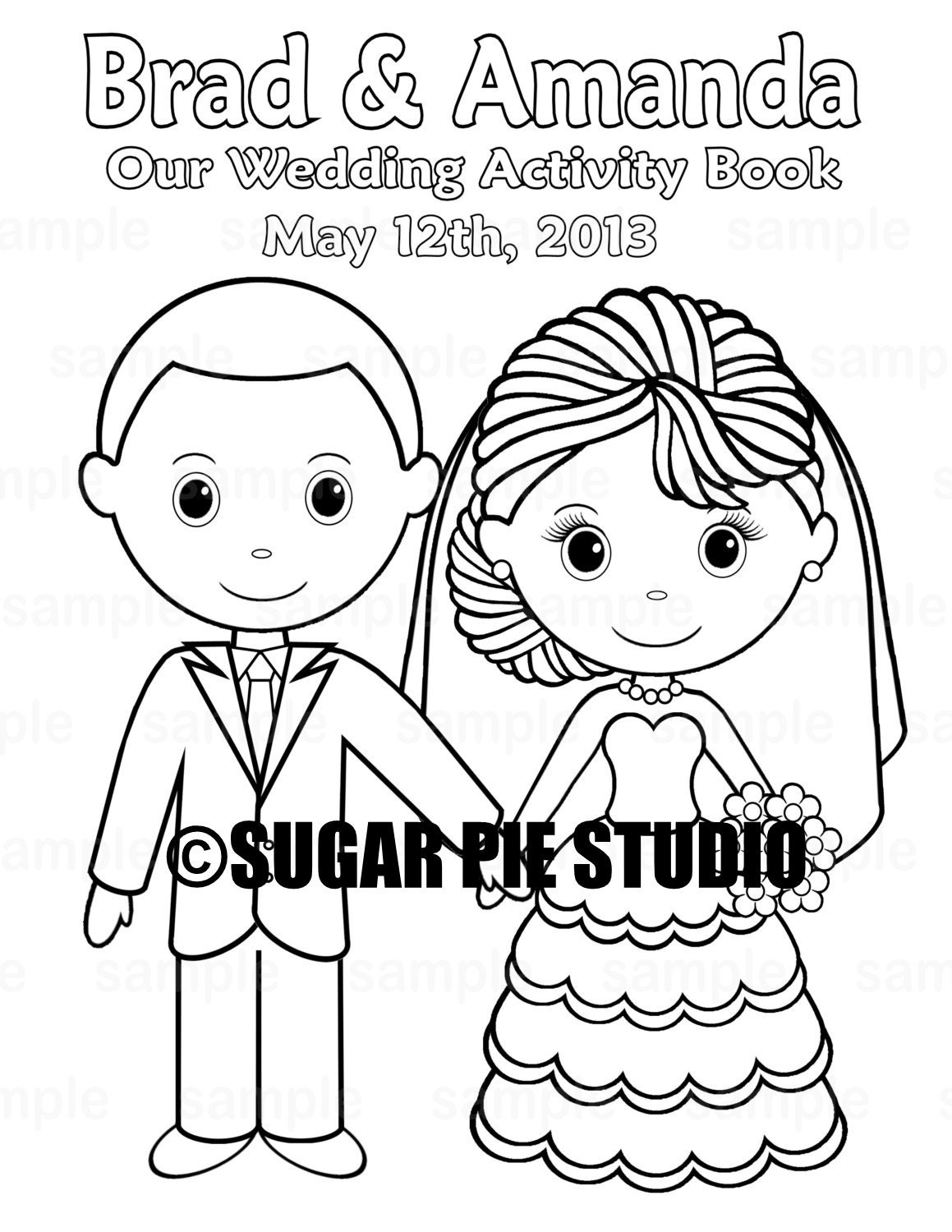 Printable Personalized Wedding Coloring Activity Book Favor Kids with Free Printable Personalized Wedding Coloring Book