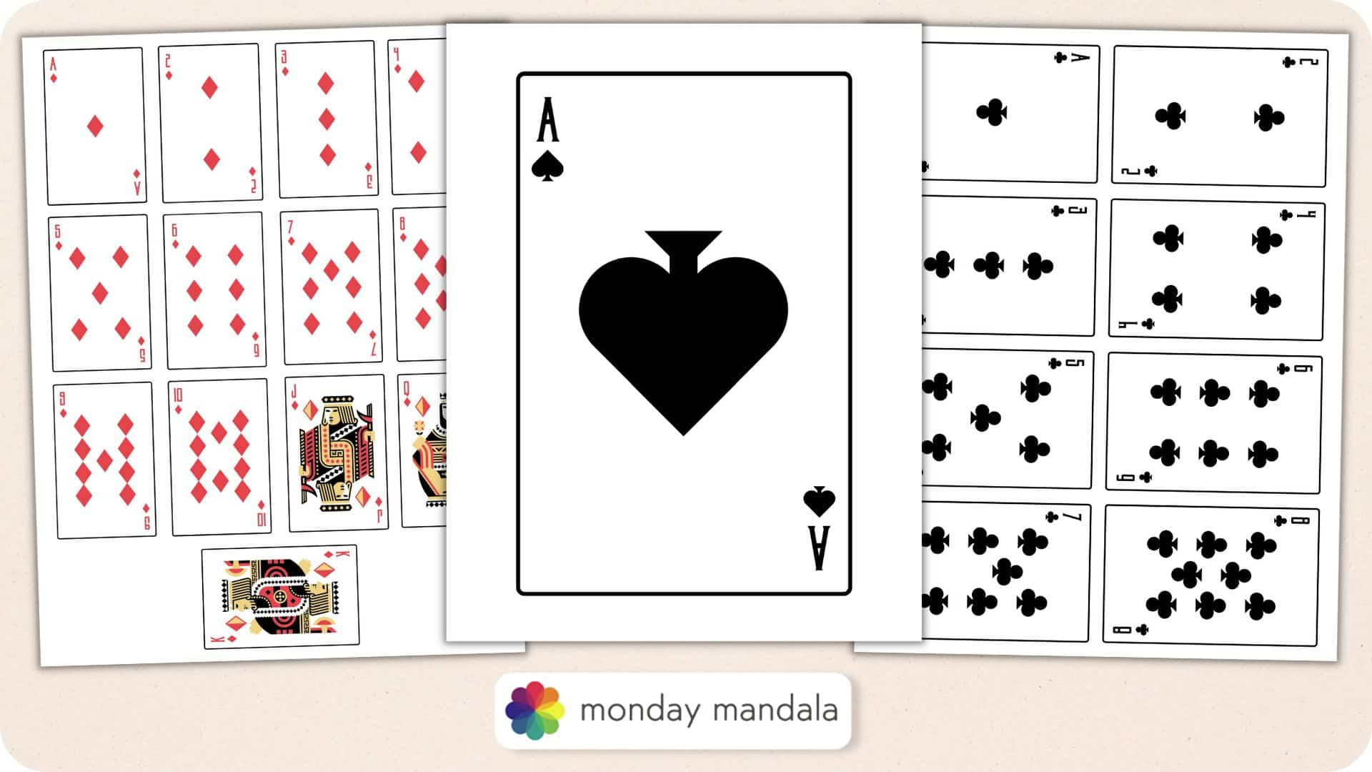 Printable Playing Cards (Free Pdf Sheets In 3 Sizes) in Free Printable Deck Of Cards