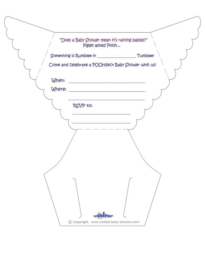 Printable Pooh Diaper Invitations - Coolest Free Printabl… | Baby with Free Printable Baby Shower Diaper Invitation Templates