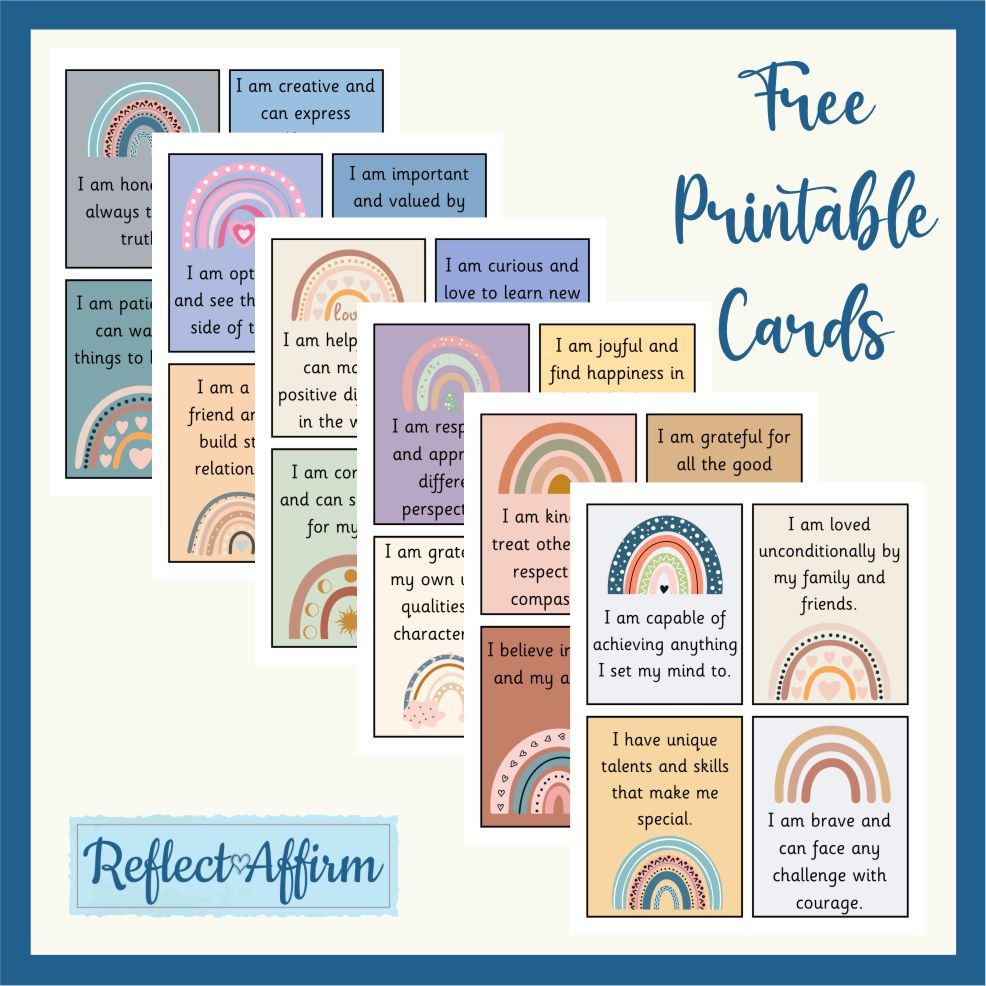 Printable Positive Affirmations - Free! - Reflect Affirm throughout Free Printable Positive Affirmation Cards