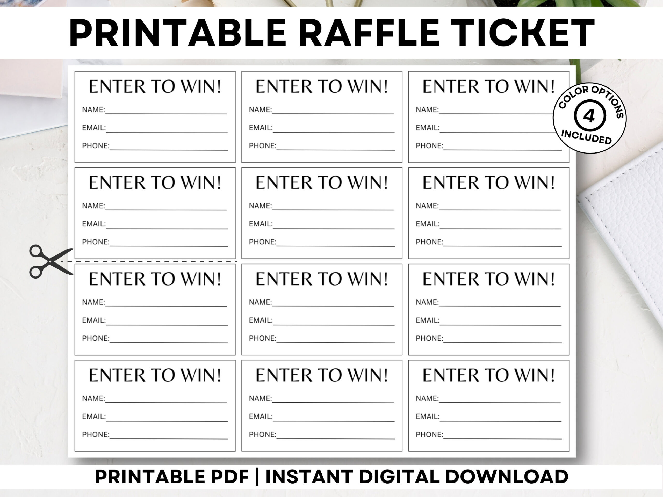 Printable Raffle Tickets, Enter To Win Tickets, Printable Enter To for Free Printable Raffle Ticket Template