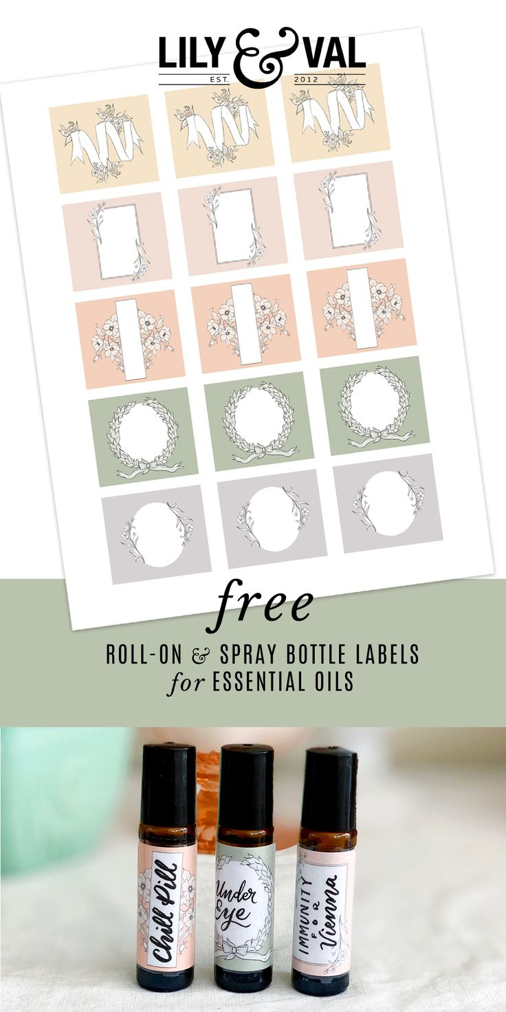 Printable Roll-On And Spray Bottle Labels For Essential Oils throughout Free Printable Roller Bottle Labels