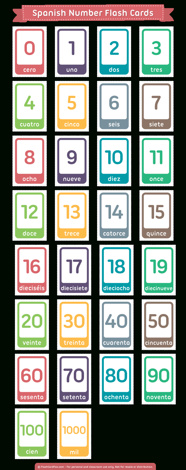 Printable Spanish Number Flash Cards within Free Printable Spanish Numbers