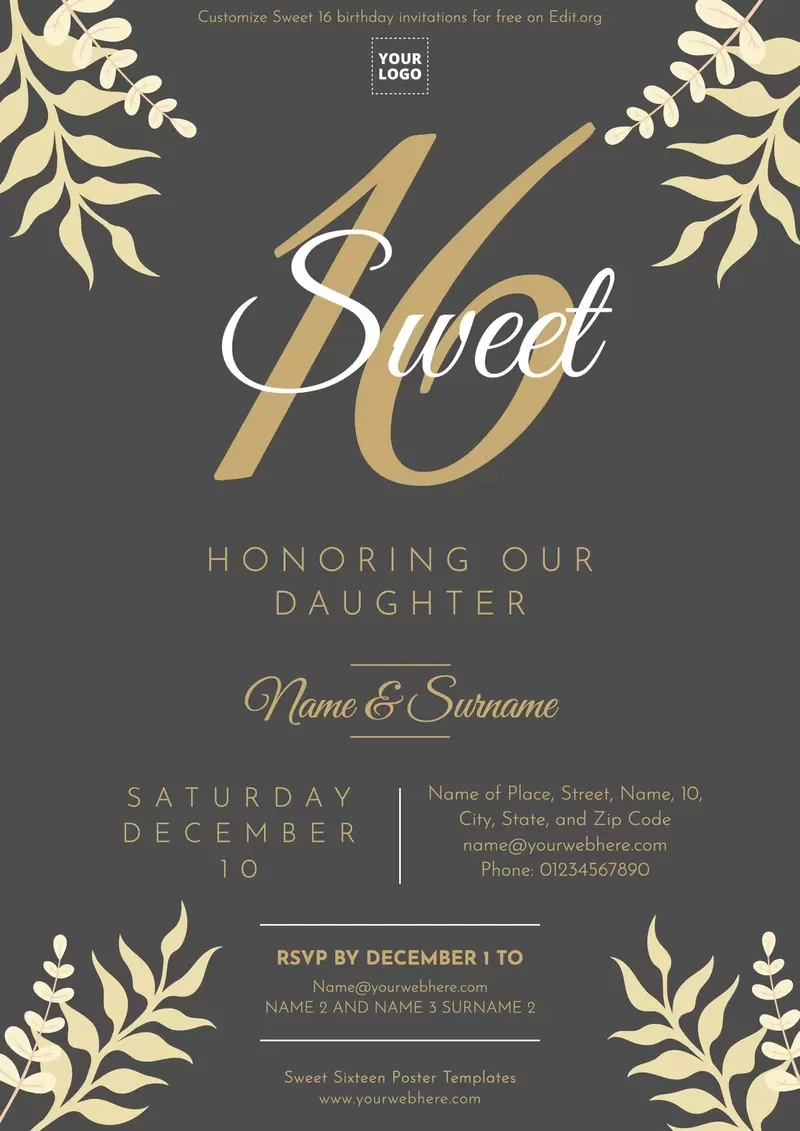 Printable Sweet Sixteen Invitations Online with regard to Free Printable 16Th Birthday Party Invitation Templates