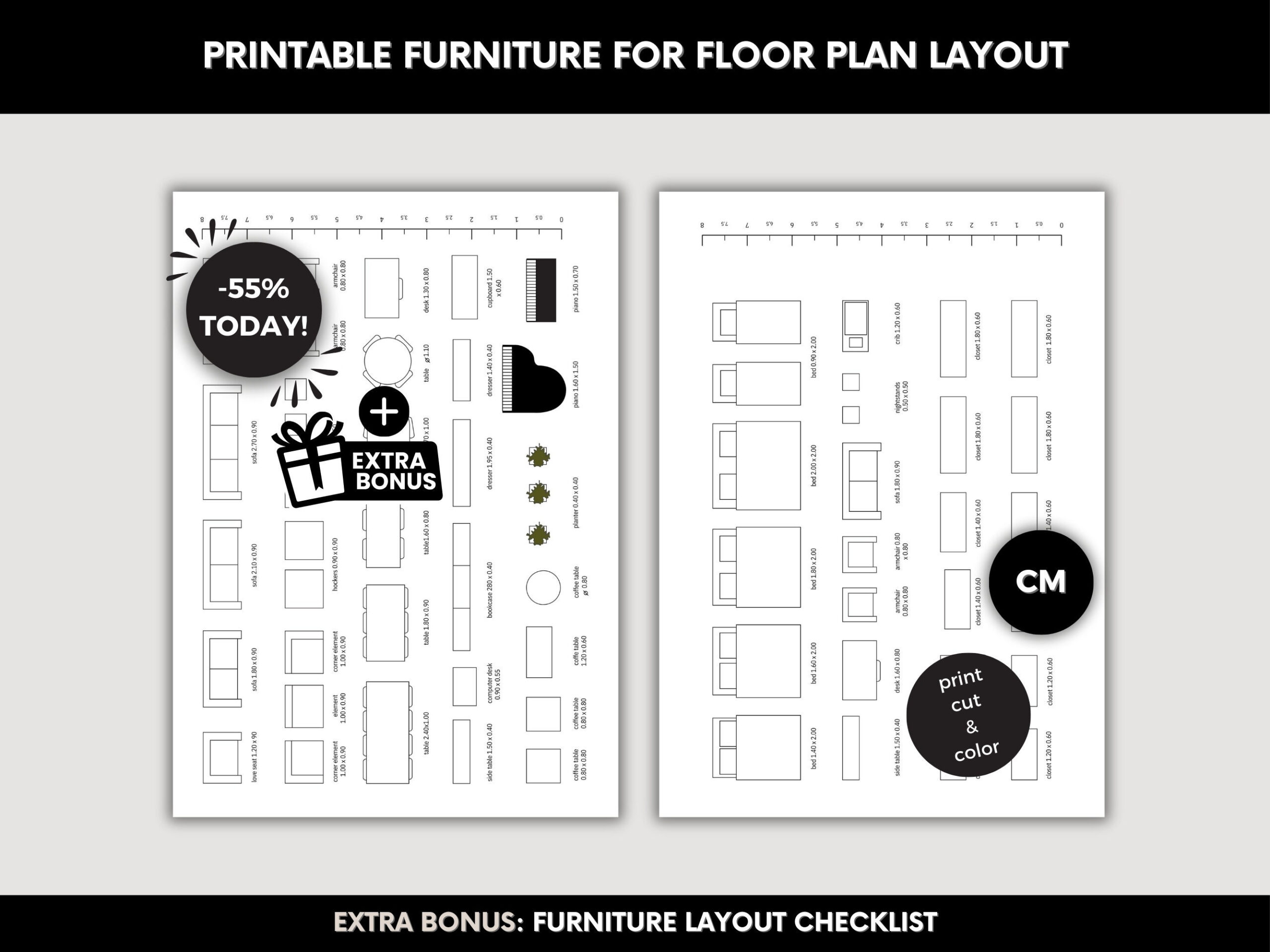 Printable Template Scale Furniture A4 Coloring Page Scale regarding 1/8 Inch Scale Furniture Templates Printable Free
