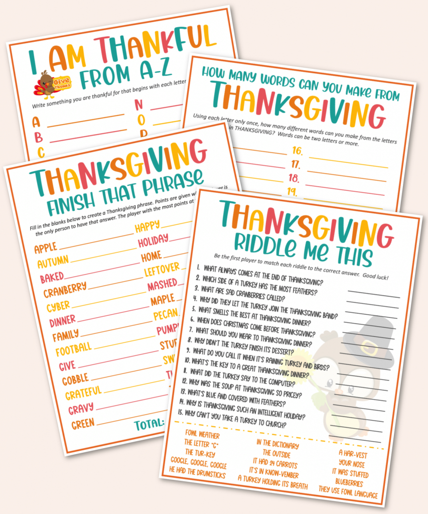 Printable Thanksgiving Game Pack - Kara Creates with regard to Thanksgiving Games Printable Free